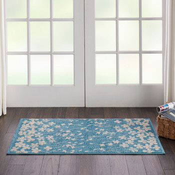 Nourison Tranquil Tra04 Turquoise Area Rugs