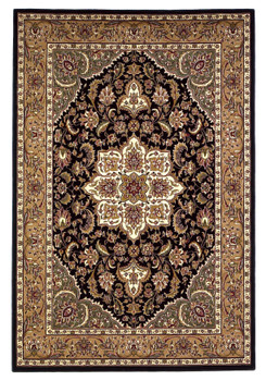 KAS Rugs Cambridge 7327 Black/beige Kashan Medallion Machine-made Area Rugs
