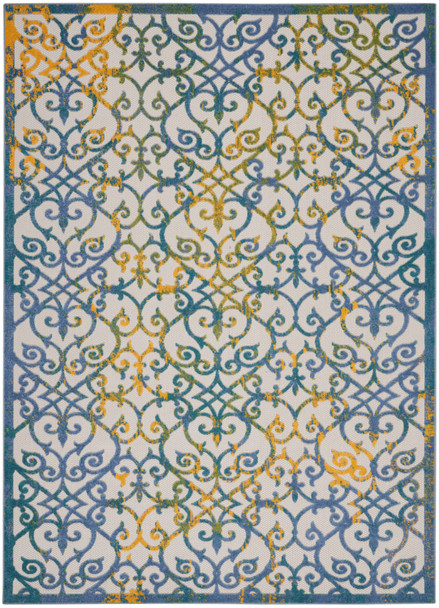 Nourison Aloha Alh21 Ivory Blue Area Rugs