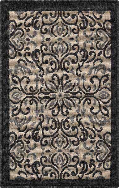 Nourison Caribbean Crb12 Ivory/charcoal Area Rugs