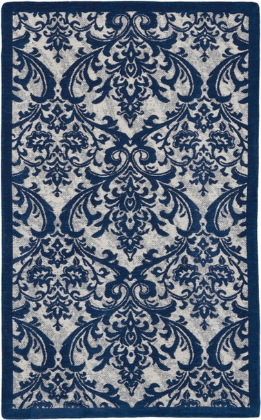 Nourison Damask Das02 Ivory/navy Area Rugs