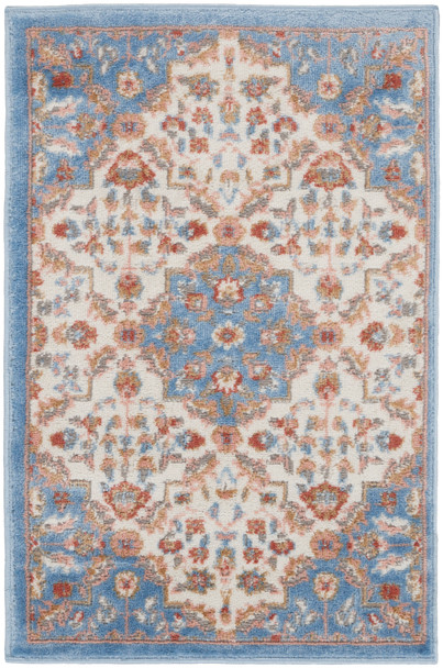 Nourison Elation Etn08 Ivory Blue Area Rugs