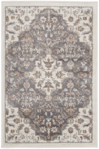 Nourison Elation Etn08 Ivory Grey Area Rugs