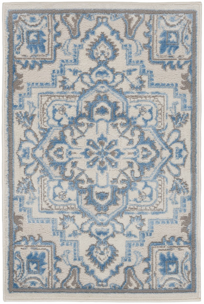 Nourison Elation Etn10 Ivory Blue Area Rugs