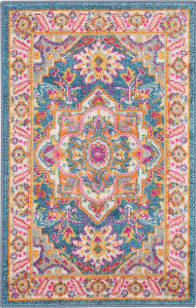 Nourison Passion Psn20 Teal Multicolor Area Rugs