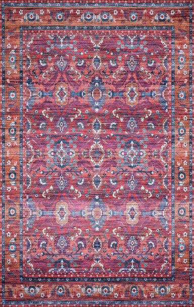 Loloi Cielo-loloi X Justina Blakeney Collection Cie-08 Berry / Tangerine Power Loomed Area Rugs