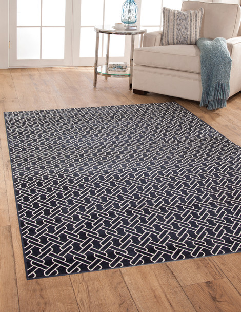 Abacasa Sonoma 7119 Machine-woven Navy, White Area Rugs