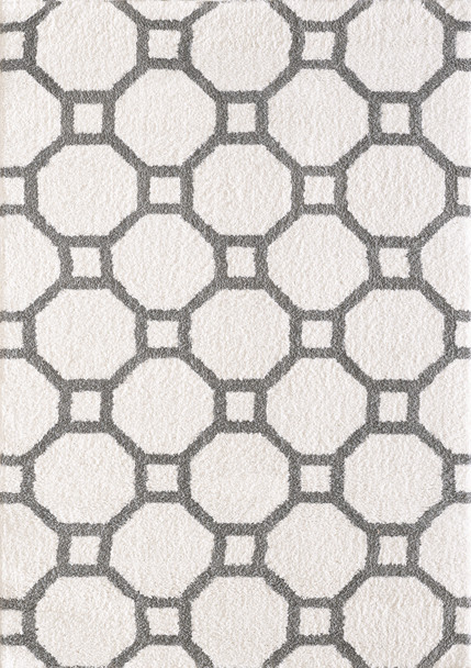 Dynamic Silky Shag Machine-made 5903 White/silver Area Rugs