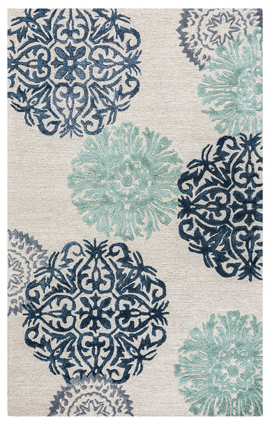 Rizzy Home Eden Harbor EH8640 Medallion Hand Tufted Area Rugs