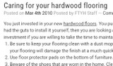 Caring for your hardwood flooring