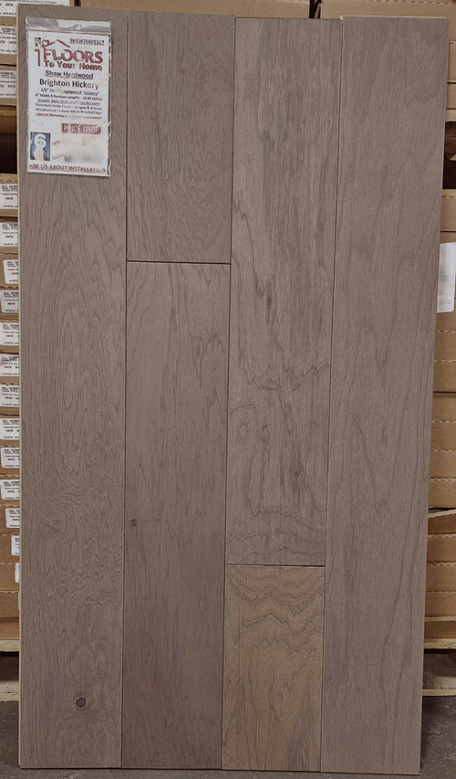 Shaw Form Fit Brighton Hickory 6.38" Wide 1/2" Thick Wire Brushed Engineered Hardwood 05102   display