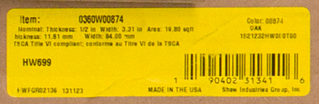 Shaw Repel Century Oak - Hazelnut - 3.31" x 1/2" Thickness Engineered Oak Hardwood 0360W00874      label