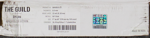 PREMIUM QUALITY - Duchateau - The Guild Kindred Collection - DYLAN - 9" x 60" Waterproof Luxury Vinyl Plank Flooring DYLAN SQFT Price : 3.39 label