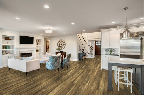 Biltmore Collection - Rich Mocha Oak Rigid Core Waterproof Flooring 7.69" x 60" Waterproof Luxury Vinyl Plank Flooring D6660 SQFT Price : 2.89 room