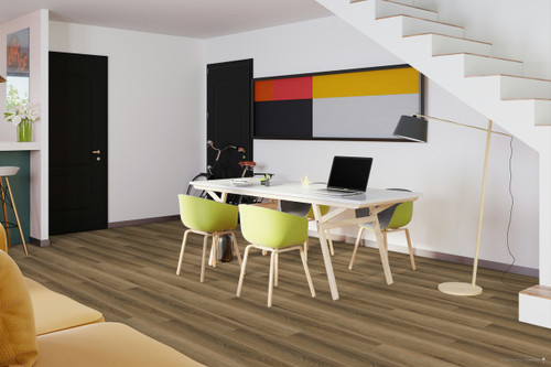 SUPER PREMIUM PRODUCT - Remarkable Series - Crest Oak - 9" x 72" Rigid Core Waterproof Flooring with Attached Pad - REM001 SQFT Price : 3.99 room