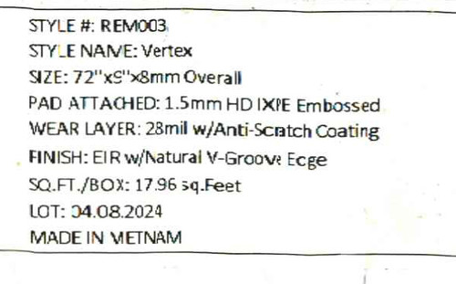 Lot Purchase - Remarkable SPC Series - Vertex Oak - 9" x 72" Rigid Core Waterproof Flooring with Attached Pad - REM003 SQFT Price : 3.09