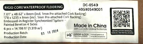 MOVING SALE - Rustic Revival Collection - Sugar Creek Maple - Rigid Core Waterproof Flooring 7" x 48"- Luxury Vinyl Plank Flooring DE0549 SQFT Price : 3.39