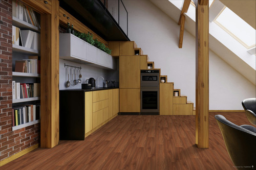 DURAVANA Waterproof Hybrid Flooring - Brazilian Cherry - 7.56" x 50.63" - 9mm Thick with Attached Pad BRAZIL room