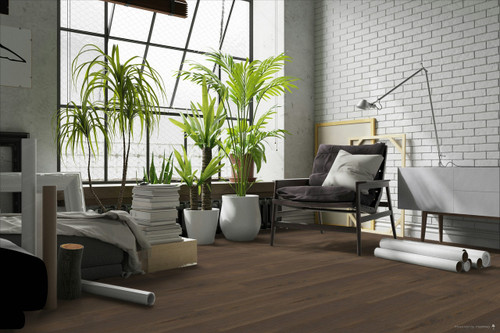 DURAVANA Waterproof Hybrid Flooring - Pendragon Peak Oak- 6.97" x 50.79" - 10mm Thick with Attached Pad PENDRA  room