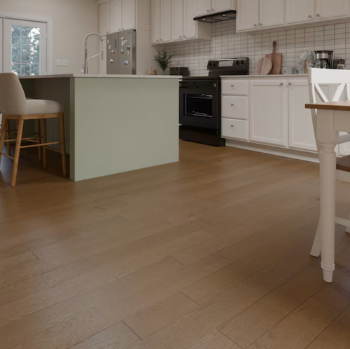 Shaw Statesman Hardwood Umber Oak 5-in W x 3/8-in T x Varying Length Wirebrushed Water Resistant Engineered Hardwood Flooring 07137 SQFT