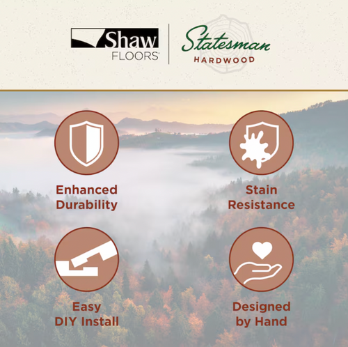 Shaw Statesman Hardwood Umber Oak 5-in W x 3/8-in T x Varying Length Wirebrushed Water Resistant Engineered Hardwood Flooring 07137 SQFT