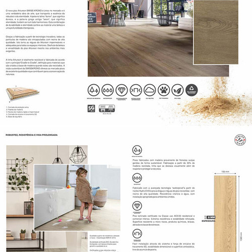 Krono Swiss Artureon Waterproof Hybrid Flooring - Sedrun Oak - 7.60" x 54.33" 8mm Thick - D80671CQ