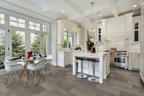 Master Design Collection - Gray Mirage - 12" x 24" 8 mm Thick Waterproof Vinyl Tile Flooring with Attached Pad D29