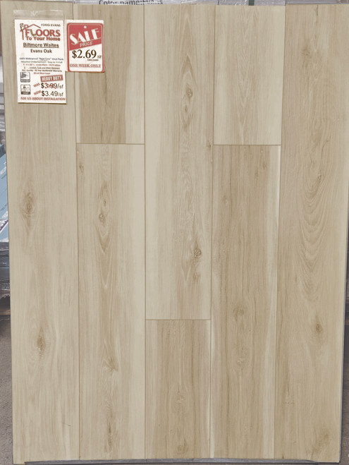 MOVING SALE - Biltmore Waites Collection - Evans Oak - Rigid Core Waterproof Flooring 7"x48" Waterproof Luxury Vinyl Plank Flooring with Attached Pad EVANS SQFT Price : 2.89