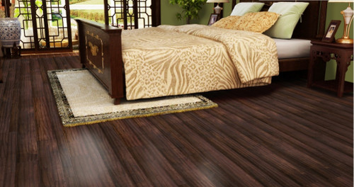 Landmark Series 14.3mm Random Width Cocoa Laminate with Attached Pad - Sample