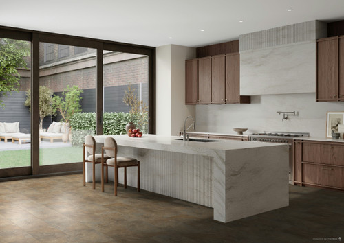 Master Design Collection - Bavarian Brown Stone - 12" x 24" - 8 mm Thick - Waterproof Vinyl Tile Flooring with Attached Pad 6031-3 SQFT Price : 2.89 room