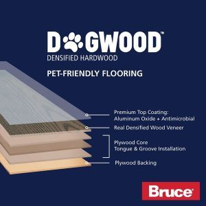 Bruce Hardwood - Dogwood Series - Oak Sattler - Click Together - 6-1/2" Wide - Densified Engineered Hardwood Flooring EKDG63L03WEE - Sample