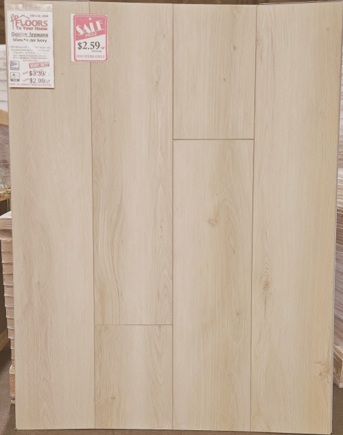 Premium Quality Golden Arowana - Manchester Ivory - Rigid Core - Waterproof Flooring with Attached Pad - 9.13" x 48" - Waterproof Luxury Vinyl Plank Flooring 811204 SQFT Price : 2.99
