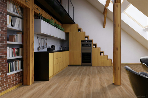 Midvale Oak - Rigid Core - 7"x48" Waterproof Luxury Vinyl Plank Flooring with Attached Pad MIDVALE