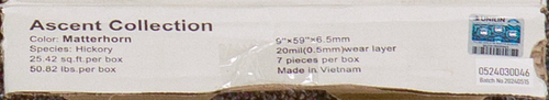 MOVING SALE - Hallmark Floors - Ascent Matterhorn Hickory - Rigid Core - Waterproof Flooring with Attached Pad 9" x 59" Waterproof Luxury Vinyl Plank Flooring MATTER SQFT Price : 3.39