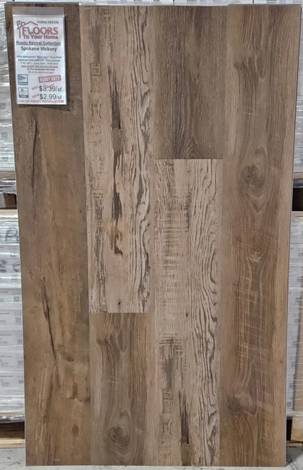 Spokane Hickory - Rigid Core Waterproof Flooring - 7.17"x48.03"- Luxury Vinyl Plank Flooring stand