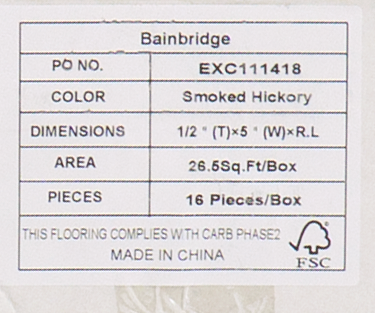 PRICE DROP ALERT - Legendary Floors - Bainbridge Collection - Smoked Hickory - 5" Wide - 1/2" Thick - Random Lengths - Engineered Hardwood SMOKED SQFT Price : 2.39