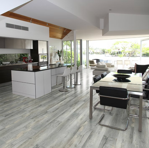 Legante Flooring - Chambery Collection - Silver Oak - 7" x 48" Rigid Core Waterproof Luxury Vinyl Flooring with Attached Pad SILVER - Sample