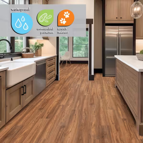 LIFEPROOF - Walnut Glen - 7.46"x 47.8" x 6.5 mm Thick - Waterproof Luxury Vinyl Plank Flooring with Attached Pad SQFT Price : 2.39 room LIFEPROOF - Walnut Glen - 7.46"x 47.8" x 6.5 mm Thick - Waterproof Luxury Vinyl Plank Flooring with Attached Pad SQFT Price : 2.39 room