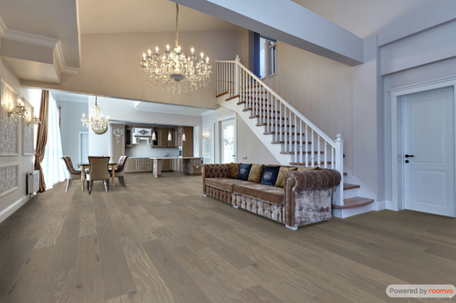 WATERPROOF HARDWOOD - Shaw Floorte Exquisite Beige Hickory 7.5" x Random Lengths Waterproof Engineered Hardwood Flooring with Attached Pad 01052 room