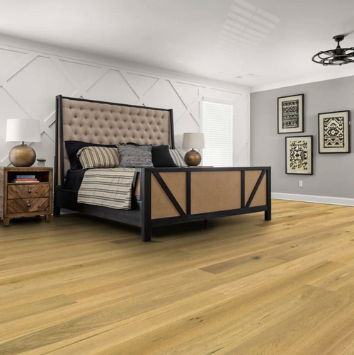 WATERPROOF HARDWOOD - Shaw Floorte Exquisite Harvest Oak 7.5" x Random Lengths Waterproof Engineered Hardwood Flooring with Attached Pad 02056 room