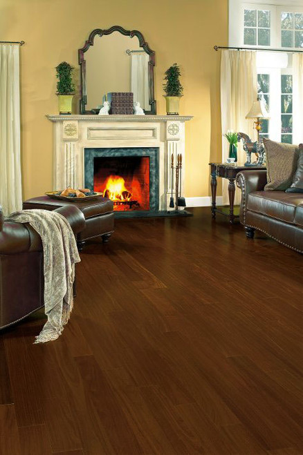 Home Legend - Mahogany Natural - 5" Wide Exotic Hand Scraped Engineered Hardwood Flooring HL504H room
