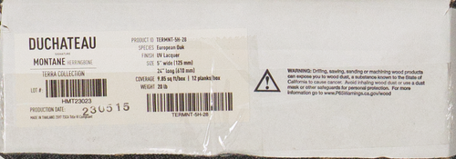 PREMIUM QUALITY - Duchateau - Terra Collection - Montane Oak - 6.5" Wide Engineered Wood Flooring label
