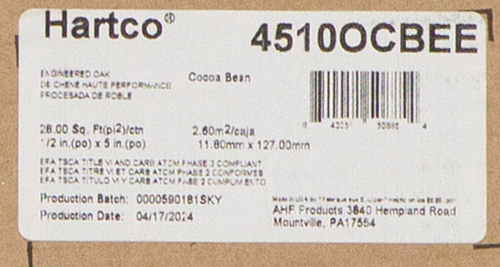 LOT PURCHASE - Hartco Prime Harvest Oak Cocoa Bean - 1/2" Thick 5" Wide Engineered Hardwood Flooring