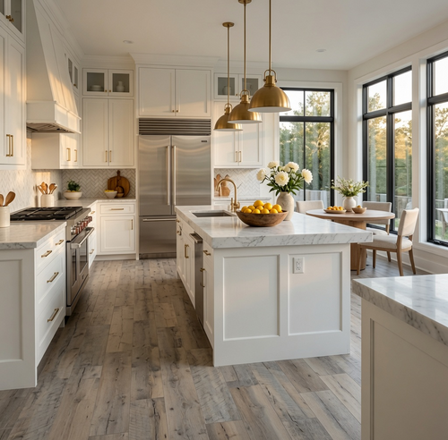 Shaw Coretec Sky Light Oak Waterproof Vinyl Luxury Plank Flooring 7"x 48" room