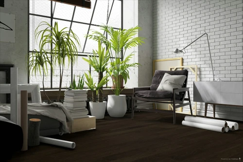Hartco Prime Harvest Hickory Blackened Brown - 1/2" Thick 5" Wide Engineered Hardwood Flooring room