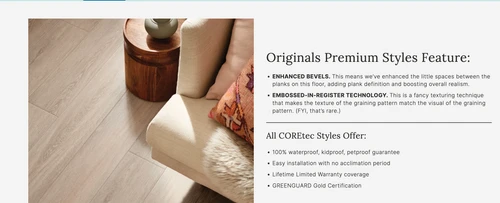 COREtec Originals Premium Collection - Blended Caraway - 7.5 mm Thick 7" x 48" Waterproof Luxury Vinyl Plank