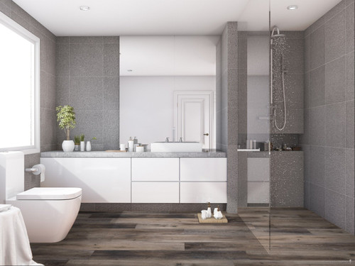 CORELUXE - Hollis Oak - 8mm 7.8" x 60" Rigid Core Waterproof Flooring with Attached Pad room