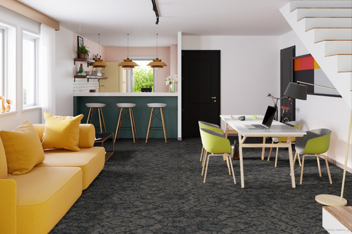 Shaw Rooted 18"x36" Navy Carpet Tile room
