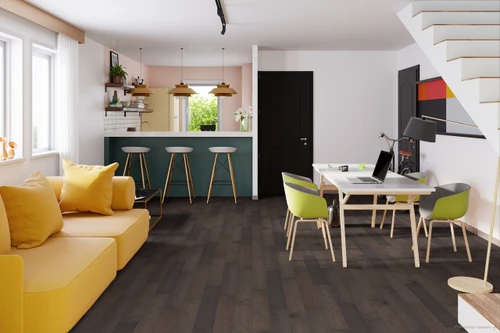 Shaw Repel High Plains Hickory Hardwood Kohl 6.38" Wide 3/8" Thick Engineered Wirebrushed Hickory Hardwood room
