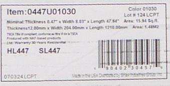 Shaw Connection Collection - Abstract - 12mm Thick - 8.03" x 47.64" Click Together Laminate Flooring 01030 SQFT Price : 1.59   label